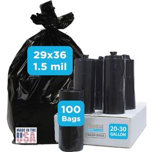 Highbar Select Bolsa de basura negra, resistente de 20 a 30 galones, para cocina y baño, sin perfume, 1.5 mil, rollos comerciales sin núcleo, forro de latas de 29 x 36 pulgadas, uso industrial/oficina, fácil de Highbar Select Bolsa de basura negra, resistente de 20 a 30 galones, para cocina y baño, sin perfume, 1.5 mil, rollos comerciales sin núcleo, forro de latas de 29 x 36 pulgadas, uso industrial/oficina, fácil de