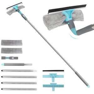 Cozary Limpiacristales con Mango Extensible(170cm), 2 en 1 Equipo de Limpieza de Ventanas con Escobilla de Silicona & Paños de Microfibra para Ducha Cristal Espejo Puerta Coche Cozary Limpiacristales con Mango Extensible(170cm), 2 en 1 Equipo de Limpieza de Ventanas con Escobilla de Silicona & Paños de Microfibra para Ducha Cristal Espejo Puerta Coche