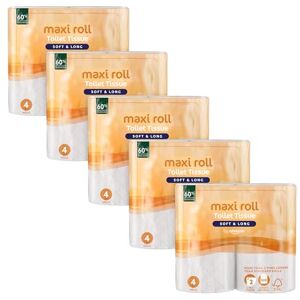 by Amazon Maxi Toilet Roll, 2-ply Quilted, Soft & Long-Lasting, 20 Rolls (5 Packs of 4), 500 Sheets per Roll, FSC Certified by Amazon Maxi Toilet Roll, 2-ply Quilted, Soft & Long-Lasting, 20 Rolls (5 Packs of 4), 500 Sheets per Roll, FSC Certified