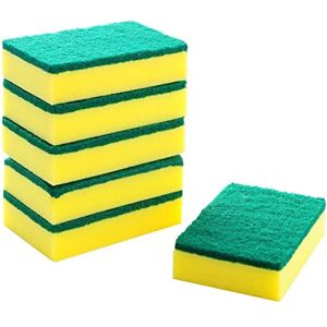 HomeSmith Esponja Grande y Resistente, Estropajo de Doble Cara para Lavar y Limpiar Platos, Absorbente, antiarañazos, Reutilizable, Paquete de 6, Amarillo y Verde HomeSmith Esponja Grande y Resistente, Estropajo de Doble Cara para Lavar y Limpiar Platos, Absorbente, antiarañazos, Reutilizable, Paquete de 6, Amarillo y Verde