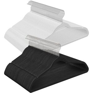 SONGMICS Percha de Terciopelo, Juego de 100, Antideslizantes, con Barra Corbata y Gancho Negro, 0,6 cm Espesor, Ahorra Espacio, 41,5 cm Largo, Abrigo Pantalón, Blanco, Negro y Plata SONGMICS Percha de Terciopelo, Juego de 100, Antideslizantes, con Barra Corbata y Gancho Negro, 0,6 cm Espesor, Ahorra Espacio, 41,5 cm Largo, Abrigo Pantalón, Blanco, Negro y Plata