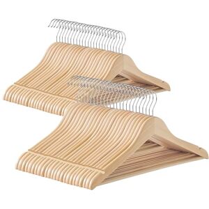 SONGMICS Perchas de Madera, 48 Unidades, Perchas para Abrigos, con Ranuras para los Hombros, Barra para Pantalones, Gancho Giratorio 360°, para Chaquetas Camisas Abrigos, Beige Natural SONGMICS Perchas de Madera, 48 Unidades, Perchas para Abrigos, con Ranuras para los Hombros, Barra para Pantalones, Gancho Giratorio 360°, para Chaquetas Camisas Abrigos, Beige Natural