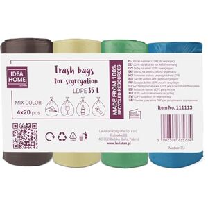 D.RECT Bolsas de basura 35L - 80 piezas - Bolsas de residuos - Hogar, Oficina, Cocina, 4 Colores D.RECT Bolsas de basura 35L - 80 piezas - Bolsas de residuos - Hogar, Oficina, Cocina, 4 Colores