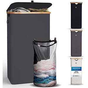 HENNEZ Cesta Ropa Sucia con Tapa Plegable y Bolsas Ropa Extraíble 100 l Gris- Cesto Ropa Sucia Estrecho Grande Bambú Canasto Cestos para la Ropa Sucia Cesta para la Colada Laundry Basket HENNEZ Cesta Ropa Sucia con Tapa Plegable y Bolsas Ropa Extraíble 100 l Gris- Cesto Ropa Sucia Estrecho Grande Bambú Canasto Cestos para la Ropa Sucia Cesta para la Colada Laundry Basket