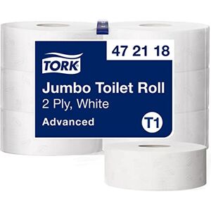 Tork Rollos de papel higiénico Jumbo Advanced de larga duración de 2 capas compatibles con el sistema higiénico Jumbo T1, 6 rollos (6 x 1900 hojas) Tork Rollos de papel higiénico Jumbo Advanced de larga duración de 2 capas compatibles con el sistema higiénico Jumbo T1, 6 rollos (6 x 1900 hojas)