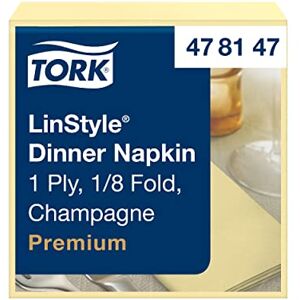 Tork Linstyle Servilleta para cena/Servilleta Airlaid con plegado americano 1/8 / 1 capa/color champagne / 12 paquetes x 50 unidades (600 servilletas)/ 40 cm x 39 cm/Premium Tork Linstyle Servilleta para cena/Servilleta Airlaid con plegado americano 1/8 / 1 capa/color champagne / 12 paquetes x 50 unidades (600 servilletas)/ 40 cm x 39 cm/Premium