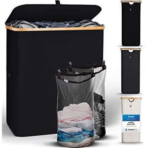 HENNEZ Cesto Ropa Sucia Con Tapa de 140L Color Negro Cubo Ropa Sucia con Tapa y Bolsa Extraíble Cesta Ropa Sucia Plegable para la Colada y el Baño Pongotodo y Organizador de Bambu HENNEZ Cesto Ropa Sucia Con Tapa de 140L Color Negro Cubo Ropa Sucia con Tapa y Bolsa Extraíble Cesta Ropa Sucia Plegable para la Colada y el Baño Pongotodo y Organizador de Bambu