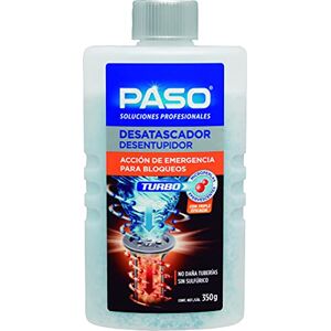 Paso Desatascador Turbo Acción Rapida para Bloqueos Totales, Triple Eficacia Sin Ácido Sulfúrico, No Daña Tuberías 350g Paso Desatascador Turbo Acción Rapida para Bloqueos Totales, Triple Eficacia Sin Ácido Sulfúrico, No Daña Tuberías 350g