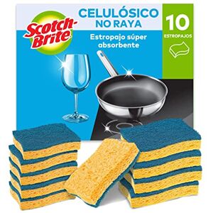Scotch-Brite Estropajo celulósico no raya, 10 unidades estropajo altamente absorbente ideal para tareas de limpieza cotidianas Scotch-Brite Estropajo celulósico no raya, 10 unidades estropajo altamente absorbente ideal para tareas de limpieza cotidianas