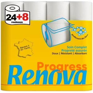 RENOVA Progress Papel higiénico (2 capas, 24+8), color blanco RENOVA Progress Papel higiénico (2 capas, 24+8), color blanco