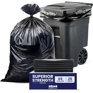 Plasticplace Bolsas de basura de 65 galones │ 2.7 mil │ Bolsas de basura negras resistentes │ 50 x 48 pulgadas (25 unidades) (W65LDB225A) Plasticplace Bolsas de basura de 65 galones │ 2.7 mil │ Bolsas de basura negras resistentes │ 50 x 48 pulgadas (25 unidades) (W65LDB225A)