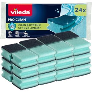 Vileda ProClean Estropajo Limpiador de Alta Espuma con Enzimas Naturales, Esponja para Fregar, Paquete de 24, Alta Absorción, Diseño Ergonómico Vileda ProClean Estropajo Limpiador de Alta Espuma con Enzimas Naturales, Esponja para Fregar, Paquete de 24, Alta Absorción, Diseño Ergonómico