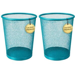 EUROXANTY Papelera malla metálica, Papelera de oficina, Cubo de basura, Circular, Rejilla metálica, Cesto basura, Escritorio, Baño, 27 x 24 cm, 10 Litros, Pack 2 Unidades, Celeste EUROXANTY Papelera malla metálica, Papelera de oficina, Cubo de basura, Circular, Rejilla metálica, Cesto basura, Escritorio, Baño, 27 x 24 cm, 10 Litros, Pack 2 Unidades, Celeste