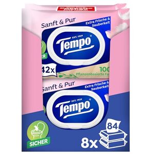Tempo Toallitas húmedas "Sanft & Pur" – Megapack – 16 paquetes de 42 toallitas cada uno – Duo Packs – Papel higiénico húmedo, dermatológicamente probado y pH neutro para la piel Tempo Toallitas húmedas "Sanft & Pur" – Megapack – 16 paquetes de 42 toallitas cada uno – Duo Packs – Papel higiénico húmedo, dermatológicamente probado y pH neutro para la piel