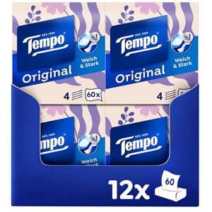Pañuelos Faciales Original Tempo - 12 Cajas, Suaves y Resistentes Pañuelos Faciales Original Tempo - 12 Cajas, Suaves y Resistentes