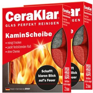 RAKSO abrazo CeraKlar KaminScheibe 4 limpiadores para cristales de chimenea, 2x2 unidades limpieza de cristales de chimenea sin arañazos y sin productos químicos, limpiador para cristales de chimenea RAKSO abrazo CeraKlar KaminScheibe 4 limpiadores para cristales de chimenea, 2x2 unidades limpieza de cristales de chimenea sin arañazos y sin productos químicos, limpiador para cristales de chimenea