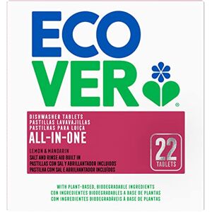 Ecover Pastillas lavavajillas ecológicas All In One, fragancia Lemon & Mandarin, 22 Tabletas Ecover Pastillas lavavajillas ecológicas All In One, fragancia Lemon & Mandarin, 22 Tabletas