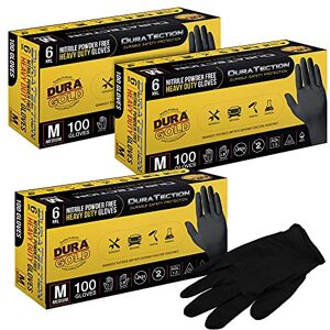 Dura-Gold Guantes desechables de nitrilo negro HD, 3 cajas de 100, tamaño mediano, 6 mil, sin látex, sin polvo, agarre texturizado, mediano (paquete de 300) Dura-Gold Guantes desechables de nitrilo negro HD, 3 cajas de 100, tamaño mediano, 6 mil, sin látex, sin polvo, agarre texturizado, mediano (paquete de 300)