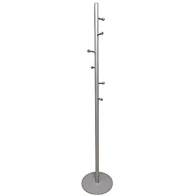 OFITURIA ® Perchero de Pie Colgador de Ropa Metálico Color Plata con 6 Colgadores Cromados OFITURIA ® Perchero de Pie Colgador de Ropa Metálico Color Plata con 6 Colgadores Cromados