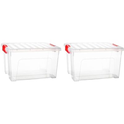 AC Pk de 2 Cajas de Almenamiento KLIP K2 Fabricado en plástico Contenedor para almenar Libros, Ropa, Mantas 34,5 x 43,5 x 25 cm 25 litros AC Pk de 2 Cajas de Almenamiento KLIP K2 Fabricado en plástico Contenedor para almenar Libros, Ropa, Mantas 34,5 x 43,5 x 25 cm 25 litros