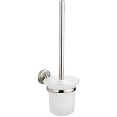 Wenko Juego para el WC «Cuba Matt», portaescobillas de vidrio satinado con escobilla higiénica, soporte de calidad maciza de zinc fundido a presión inoxidable, con acabado mate, 11,5 x 35 x 15 cm Wenko Juego para el WC «Cuba Matt», portaescobillas de vidrio satinado con escobilla higiénica, soporte de calidad maciza de zinc fundido a presión inoxidable, con acabado mate, 11,5 x 35 x 15 cm