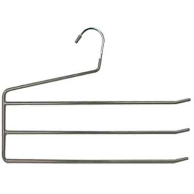 MSV Pack de 12 Perchas de Acero plastificado Antideslizante para Pantalones 3 Barras MSV Pack de 12 Perchas de Acero plastificado Antideslizante para Pantalones 3 Barras
