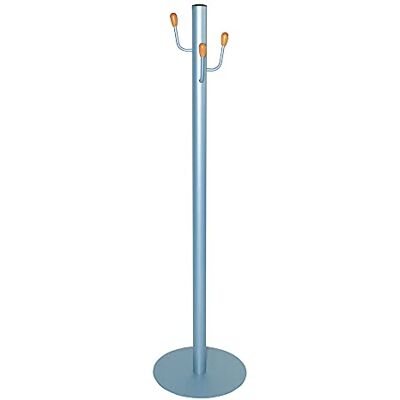 OFITURIA ® Perchero de Pie Colgador de Ropa Metálico Color Plata con 4 Colgadores de Madera de Haya OFITURIA ® Perchero de Pie Colgador de Ropa Metálico Color Plata con 4 Colgadores de Madera de Haya