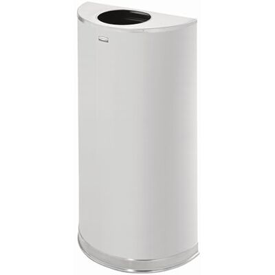 Rubbermaid Commercial Products Contenedor semicircular con tapa abierta y forro de plástico, gris Rubbermaid Commercial Products Contenedor semicircular con tapa abierta y forro de plástico, gris