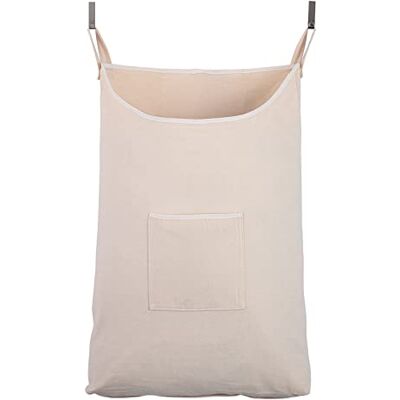 GORISEN Colector de lavandería, cesta de lavandería, bolsa de lavandería colgante de puerta con ganchos (beige, 65 litros) GORISEN Colector de lavandería, cesta de lavandería, bolsa de lavandería colgante de puerta con ganchos (beige, 65 litros)