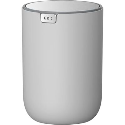 EKO Fandy Cubo de basura de 1,5 L con tapa abatible, mesa pequeña redonda de 1,5 litros para oficina, hogar, baño, dormitorio, coche (gris) EKO Fandy Cubo de basura de 1,5 L con tapa abatible, mesa pequeña redonda de 1,5 litros para oficina, hogar, baño, dormitorio, coche (gris)