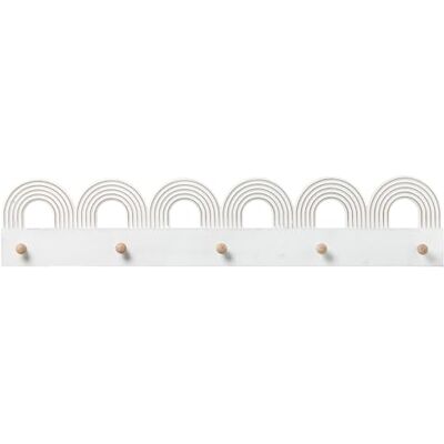 DRW Perchero de Pared con 5 Ganchos de Madera Blanco y Natural 80x4x16 cm DRW Perchero de Pared con 5 Ganchos de Madera Blanco y Natural 80x4x16 cm