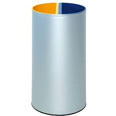 OFITURIA ® Papelera para Reciclaje Metálica Capacidad 85 litros Color Plata Contenedor 2 Compartimentos Interiores Extraíbles para Residuos OFITURIA ® Papelera para Reciclaje Metálica Capacidad 85 litros Color Plata Contenedor 2 Compartimentos Interiores Extraíbles para Residuos