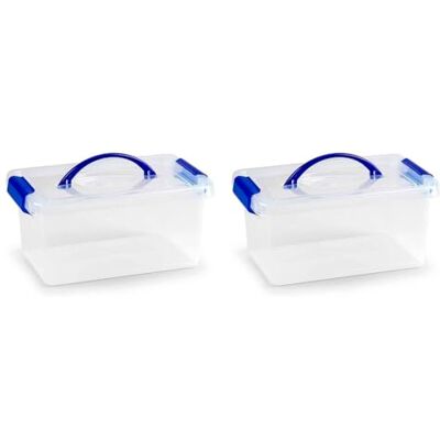 AC Pk de 2 Cajas de Almenamiento con Asa Fabricado en plástico Contenedor para almenar Libros, Ropa 18 x 28 x 13 cm 4 litros AC Pk de 2 Cajas de Almenamiento con Asa Fabricado en plástico Contenedor para almenar Libros, Ropa 18 x 28 x 13 cm 4 litros