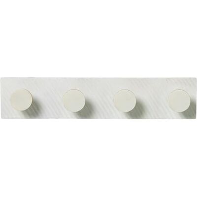 DRW Perchero de Pared de Madera con 4 Ganchos de Metal en Blanco 9,5x45x6,5cm DRW Perchero de Pared de Madera con 4 Ganchos de Metal en Blanco 9,5x45x6,5cm