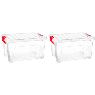 AC Pk de 2 Cajas de Almenamiento KLIP K1 Fabricado en plástico Contenedor para almenar Libros, Ropa, Mantas 30 x 40 x 21,5 cm 16,6 litros AC Pk de 2 Cajas de Almenamiento KLIP K1 Fabricado en plástico Contenedor para almenar Libros, Ropa, Mantas 30 x 40 x 21,5 cm 16,6 litros