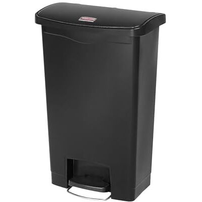 Rubbermaid Commercial Products Slim Jim Contenedor con pedal frontal, capacidad de 50 l, negro Rubbermaid Commercial Products Slim Jim Contenedor con pedal frontal, capacidad de 50 l, negro