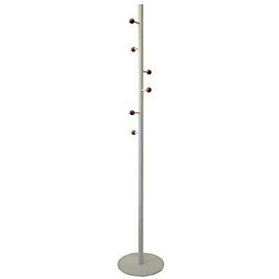 OFITURIA ® Perchero de Pie Colgador de Ropa Metálico Color Plata con 6 Colgadores de Madera de Haya OFITURIA ® Perchero de Pie Colgador de Ropa Metálico Color Plata con 6 Colgadores de Madera de Haya