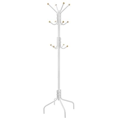 SONGMICS Perchero de Pie, de Acero y Madera, con 12 Ganchos y 4 Patas Para Colgar Abrigos, Sombreros y Bolsos, para Entrada, Dormitorio, Oficina, Blanco y Tono madera, Colección ALAN RCR031W01 SONGMICS Perchero de Pie, de Acero y Madera, con 12 Ganchos y 4 Patas Para Colgar Abrigos, Sombreros y Bolsos, para Entrada, Dormitorio, Oficina, Blanco y Tono madera, Colección ALAN RCR031W01