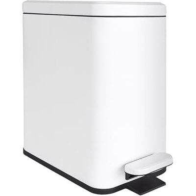 Relaxdays Cubo de Basura 10L con Cierre Suave, Pedal, Interior, 36x16x30 cm, Blanco Relaxdays Cubo de Basura 10L con Cierre Suave, Pedal, Interior, 36x16x30 cm, Blanco