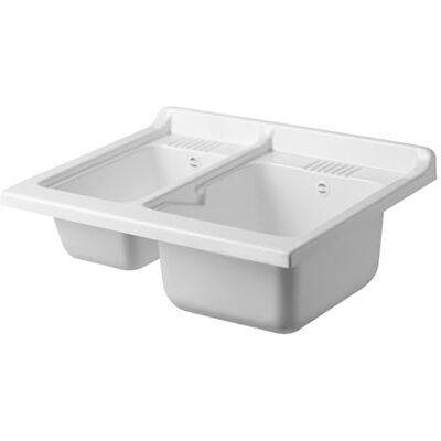 Negrari Bibañera de apoyo termoformada para lavabo, resistente a la humedad, resistente a los ácidos de uso común, kit de desagüe incluido, interior y exterior, 75 x 60 x 30 cm, blanco Negrari Bibañera de apoyo termoformada para lavabo, resistente a la humedad, resistente a los ácidos de uso común, kit de desagüe incluido, interior y exterior, 75 x 60 x 30 cm, blanco