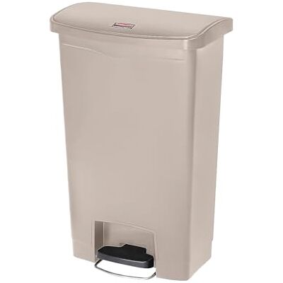 Rubbermaid Commercial Products Slim Jim Contenedor con pedal lateral, capacidad de 50 l, beige Rubbermaid Commercial Products Slim Jim Contenedor con pedal lateral, capacidad de 50 l, beige