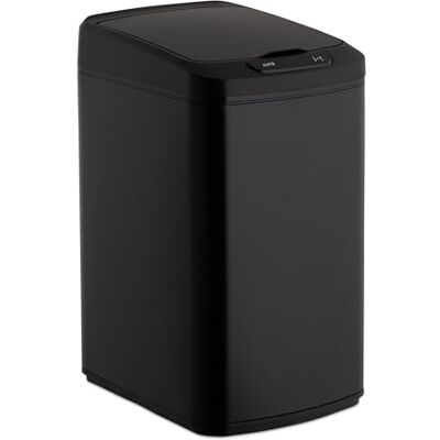Relaxdays Cubo de Basura, Sensor de Apertura, Contenedor Rectangular, para baño & Cocina, 12 L, 1 Ud., Negro Relaxdays Cubo de Basura, Sensor de Apertura, Contenedor Rectangular, para baño & Cocina, 12 L, 1 Ud., Negro