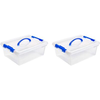 AC Pk de 2 Cajas de Almenamiento con Asa Fabricado en plástico Contenedor para almenar Libros, Ropa, Mantas N.º 30-13,5 x 37,4 x 28,8 cm 9 litros AC Pk de 2 Cajas de Almenamiento con Asa Fabricado en plástico Contenedor para almenar Libros, Ropa, Mantas N.º 30-13,5 x 37,4 x 28,8 cm 9 litros
