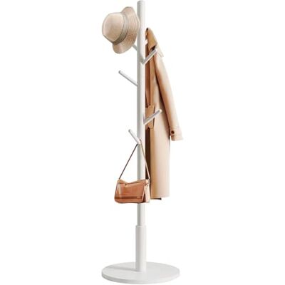 edihome , Perchero de Pie, de Madera, Ajustable, con 8 Ganchos, 172 x 38 x 38 cm, Colgador Ropa, para Entrada, Pasillo, Dormitorio o Recibidor (Blanco) edihome , Perchero de Pie, de Madera, Ajustable, con 8 Ganchos, 172 x 38 x 38 cm, Colgador Ropa, para Entrada, Pasillo, Dormitorio o Recibidor (Blanco)