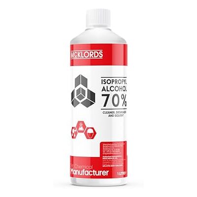 McKLords Industrial Alcohol Isopropílico 70% de Secado Rápido para Preparación de Superficies, Eliminación de Residuos y Uso Técnico 1L McKLords Industrial Alcohol Isopropílico 70% de Secado Rápido para Preparación de Superficies, Eliminación de Residuos y Uso Técnico 1L