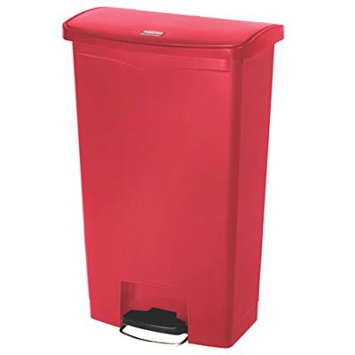 Rubbermaid Commercial Products Slim Jim Contenedor con pedal frontal, capacidad de 68 l, rojo Rubbermaid Commercial Products Slim Jim Contenedor con pedal frontal, capacidad de 68 l, rojo