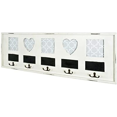 HAKU Perchero de pared para recibidor de MDF lacado en blanco antiguo, madera maciza lacada en blanco antiguo y metal, Medidas: An 77 x Al 26 x Pr 3 cm, Estilo: industrial HAKU Perchero de pared para recibidor de MDF lacado en blanco antiguo, madera maciza lacada en blanco antiguo y metal, Medidas: An 77 x Al 26 x Pr 3 cm, Estilo: industrial