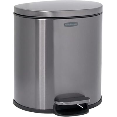 Rubbermaid Cubo de basura semicircular de acero inoxidable, 1.6 galones, carbón, papelera pequeña con tapa para el hogar/cocina/baño/oficina Rubbermaid Cubo de basura semicircular de acero inoxidable, 1.6 galones, carbón, papelera pequeña con tapa para el hogar/cocina/baño/oficina