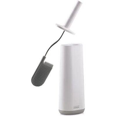 Joseph Joseph Flex Escobillero en Silicona Higiénico, escobilla de baño con mango resistente, piña flexible, con sistema antigoteo, antiobstrucción, limpieza profunda Blanco/Gris, Mediano Joseph Joseph Flex Escobillero en Silicona Higiénico, escobilla de baño con mango resistente, piña flexible, con sistema antigoteo, antiobstrucción, limpieza profunda Blanco/Gris, Mediano