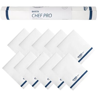 Maya Rollo de Bayeta CHEFPRO con Precorte de Uso Profesional HORECA para Cristales, 10 Unidades 40 x 64 cm Paños de Limpieza para Vajillas sin Dejar Rayas, Gramaje de 130 g/m² Maya Rollo de Bayeta CHEFPRO con Precorte de Uso Profesional HORECA para Cristales, 10 Unidades 40 x 64 cm Paños de Limpieza para Vajillas sin Dejar Rayas, Gramaje de 130 g/m²